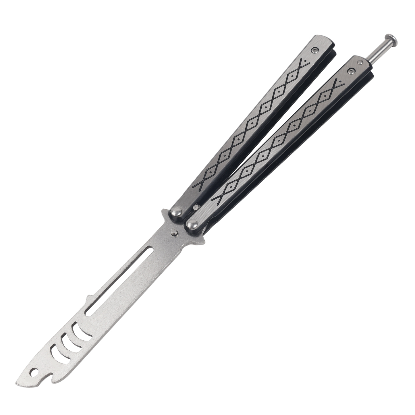Andux Balisong Comb Style Foldable BLCS620-Silver & Black