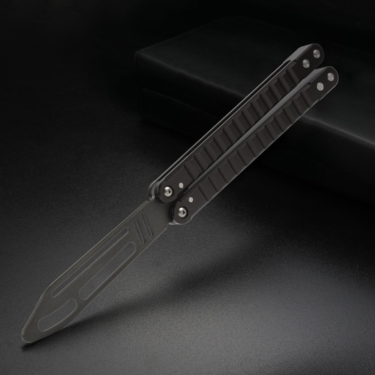 Andux Balisong CNC with Bushings Black Handle Lock-Free