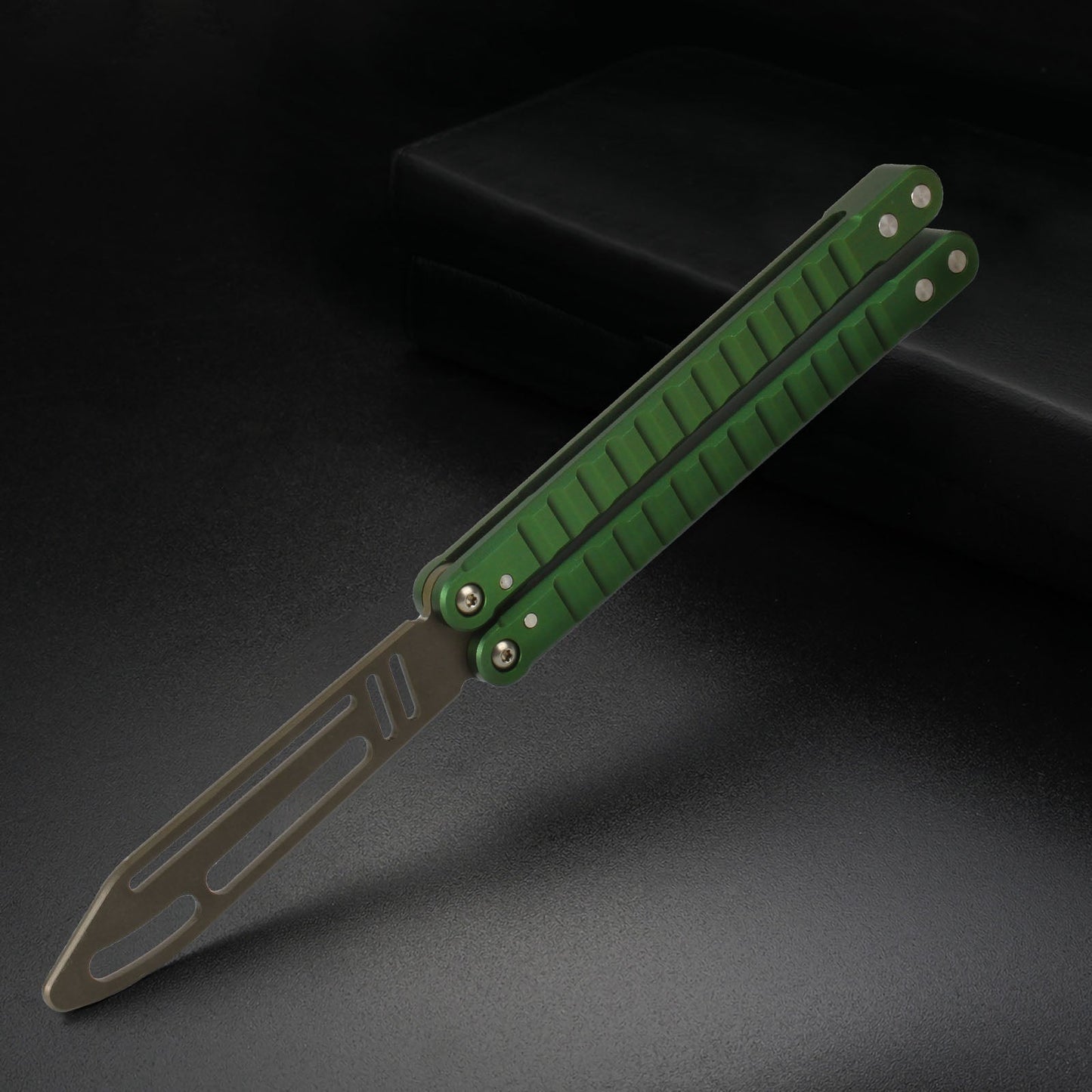 Andux Balisong CNC with Bushings Green Handle Lock-Free